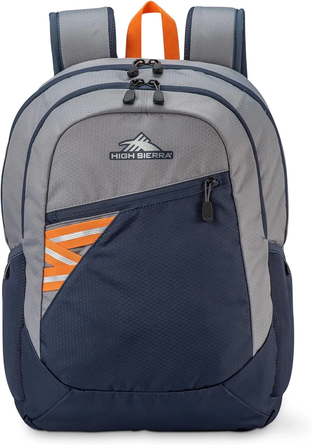 High Sierra Outburst 2.0 Carry-On Daypack Book Bag with Padded Laptop Tablet Sleeve, 360 Degree Reflectivity, Fits Most 15.6" Laptops, 28L, Steel Grey/Indigo
