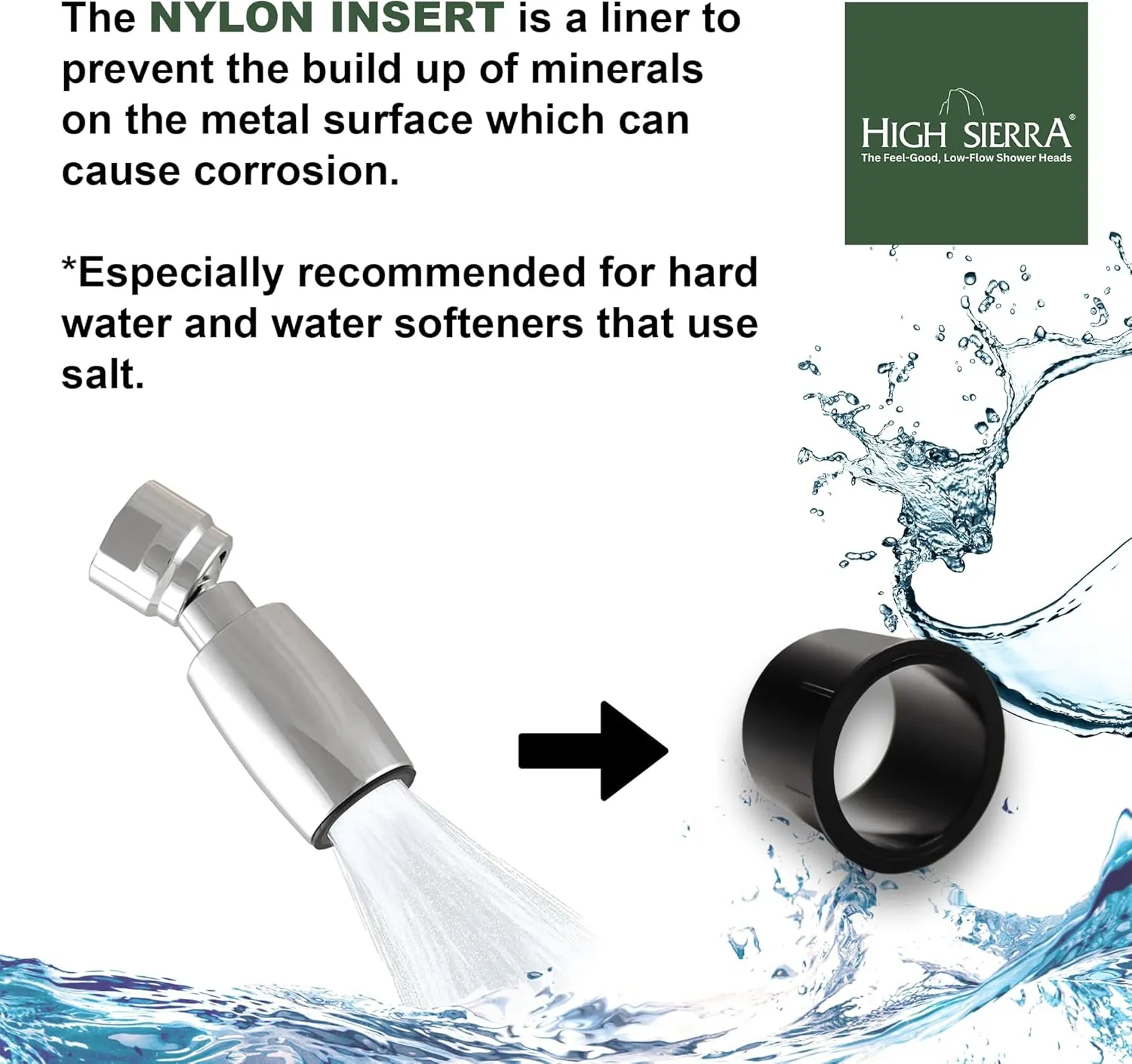 High Sierra Showerheads® - Solid Metal 2.0 GPM High-Flow Shower Head with Limescale Resistant Insert & Pressure Control Valve that Shuts It Off to Just a Trickle - Chrome