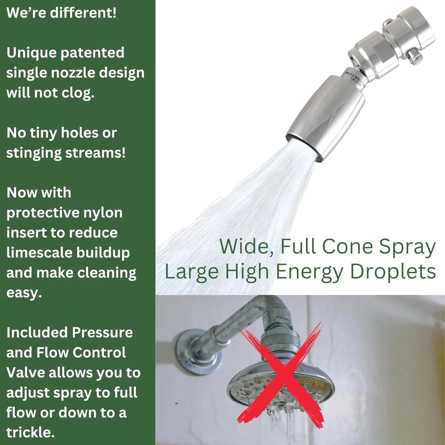 High Sierra Showerheads® - Solid Metal 2.0 GPM High-Flow Shower Head with Limescale Resistant Insert & Pressure Control Valve that Shuts It Off to Just a Trickle - Chrome