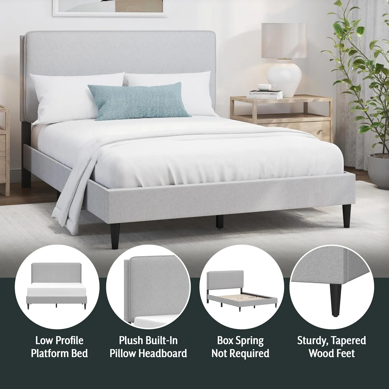 Hillsdale, Emslie Full Upholstered Bed, Light Gray