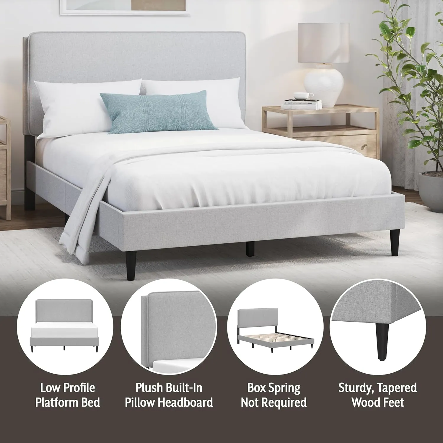 Hillsdale, Emslie Queen Upholstered Bed, Light Gray