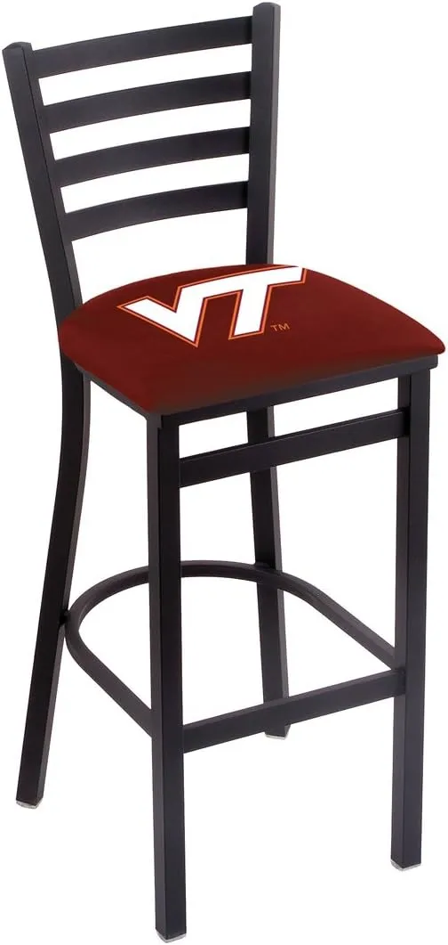 Holland Bar Stool Co. L004-30" Black Wrinkle Virginia Tech Stationary Bar Stool with Ladder Style Back by The