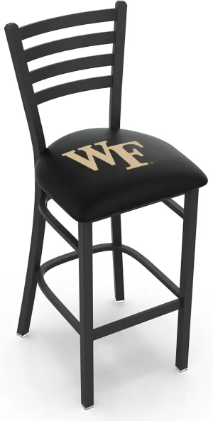 Holland Bar Stool Co. L004-30" Black Wrinkle Wake Forest Stationary Bar Stool with Ladder Style Back by The