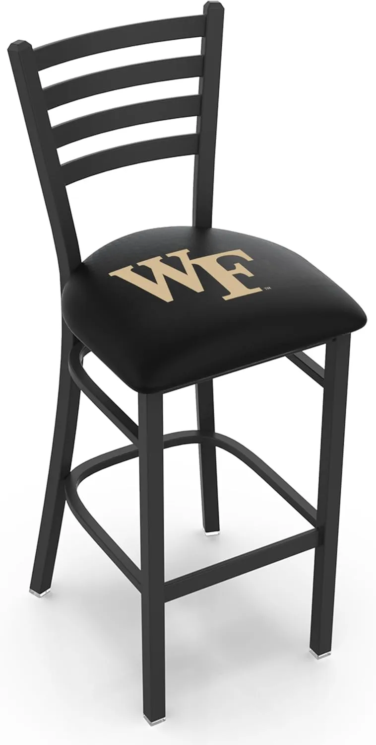 Holland Bar Stool Co. L004-30" Black Wrinkle Wake Forest Stationary Bar Stool with Ladder Style Back by The