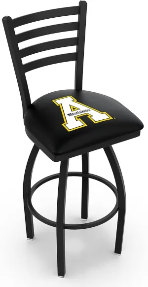 Holland Bar Stool Co. L014 - Black Wrinkle Appalachian State Swivel Bar Stool with Ladder Style Back by The