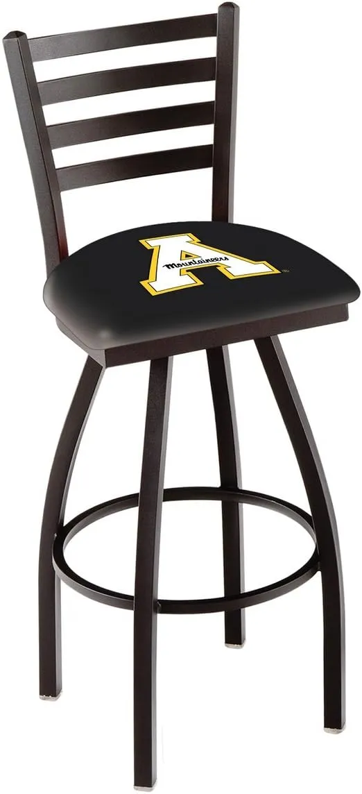 Holland Bar Stool Co. L014 - Black Wrinkle Appalachian State Swivel Bar Stool with Ladder Style Back by The