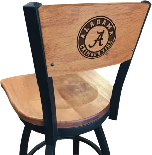 Holland Bar Stool Co. L038-25" Black Wrinkle Alabama Swivel Bar Stool with Laser Engraved Back by The