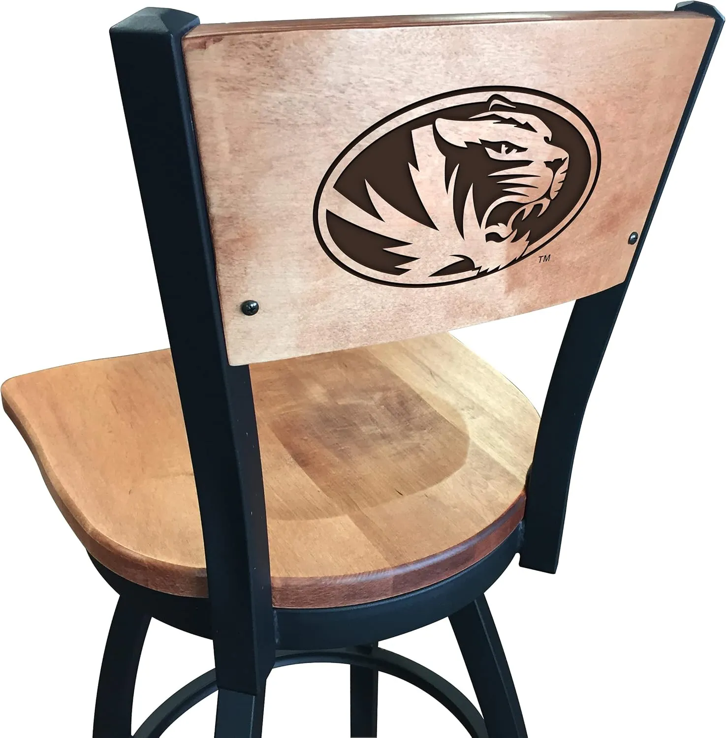 Holland Bar Stool Co. L038-25" Black Wrinkle Missouri Swivel Bar Stool with Laser Engraved Back by The