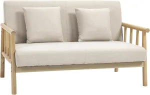 HOMCOM 48" 2-Seater Couch for Small Spaces, Modern Loveseat Sofa for Bedroom, Living Room Furniture, Upholstered Small Couch with Throw Pillow and Wood Legs, Beige