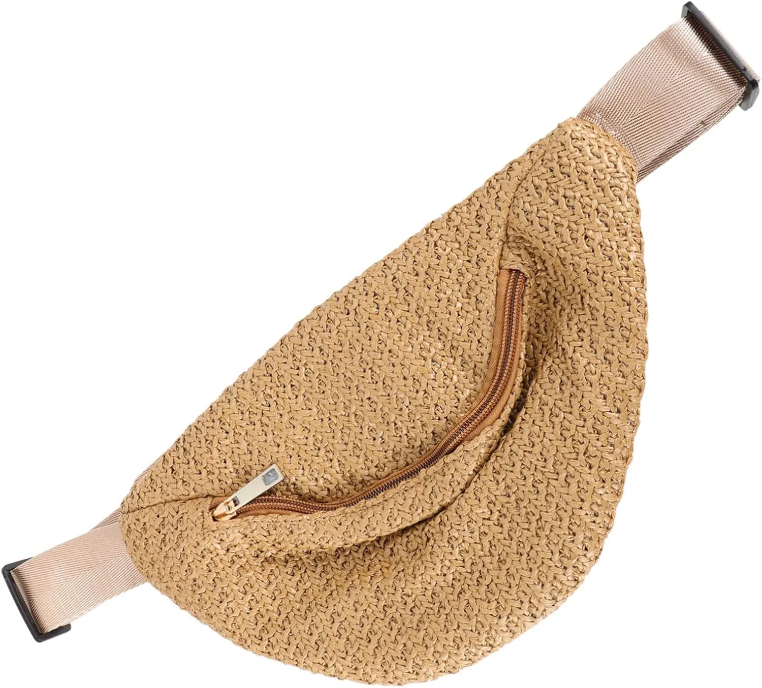 Homoyoyo Straw Mini Belt Bag Wicker Bag for Women Fringe Fanny Pack Waist Pouch