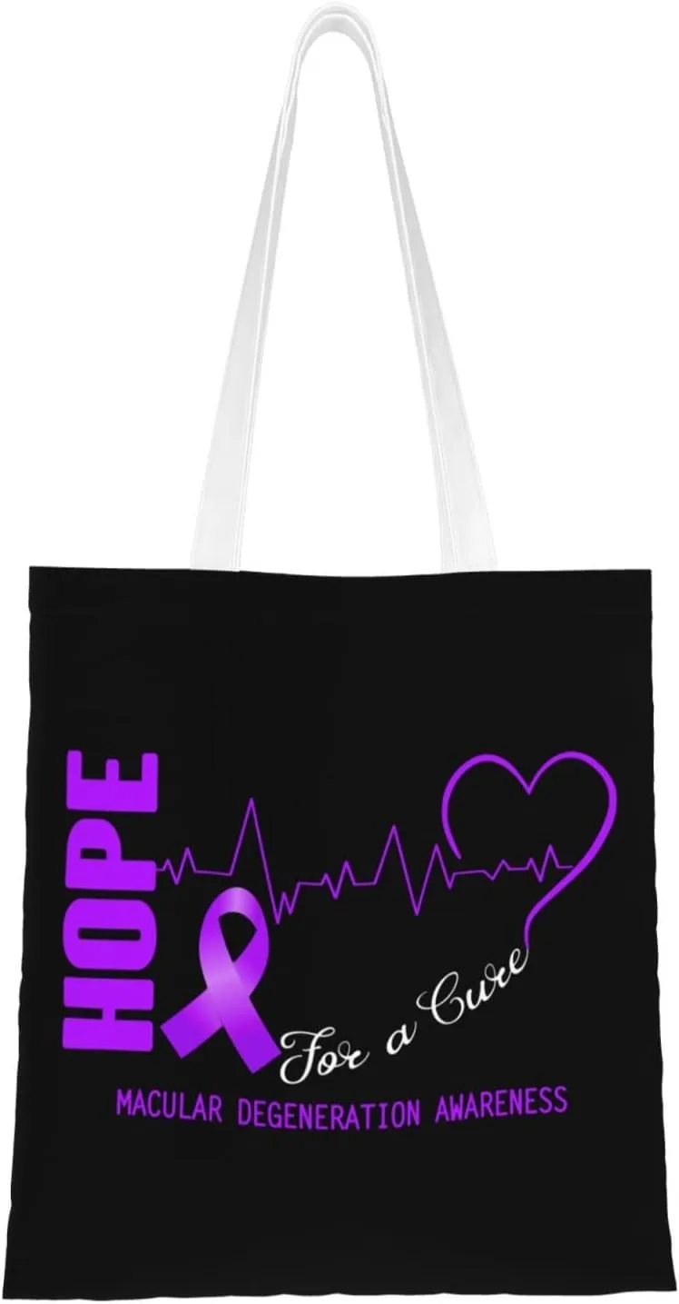 Hope For A Cure Macular Degeneration Awareness Tote Bag for Women Canvas Shopping Bags Reusable Large Capacity Casual Shoulder Handbags Grocery Bags DIY Gift Bags