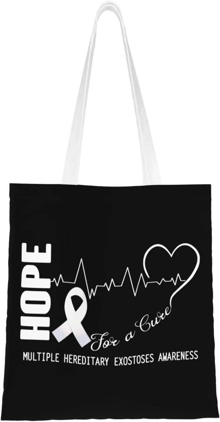 Hope For A Cure Multiple Hereditary Exostoses Awareness Tote Bag for Women Canvas Shopping Bags Reusable Beach Bag Grocery Bags Tote Shoulder Bag Gift Bags