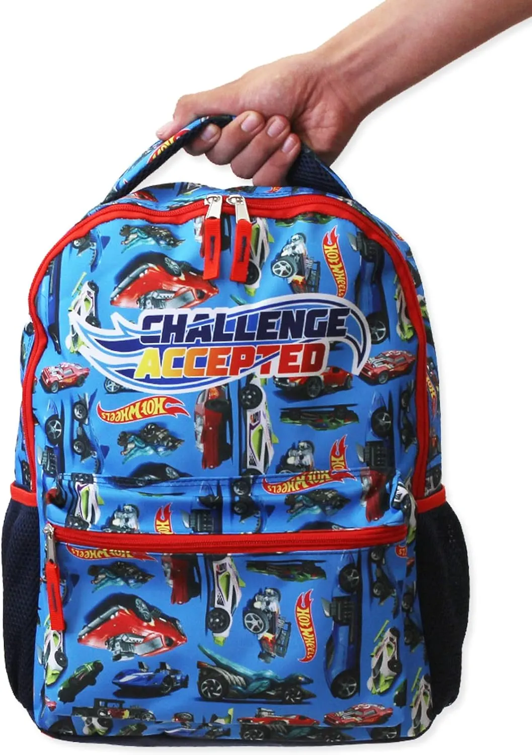 Hot Wheels Race Car Boys 16 Inch School Backpack (One Size, Blue)