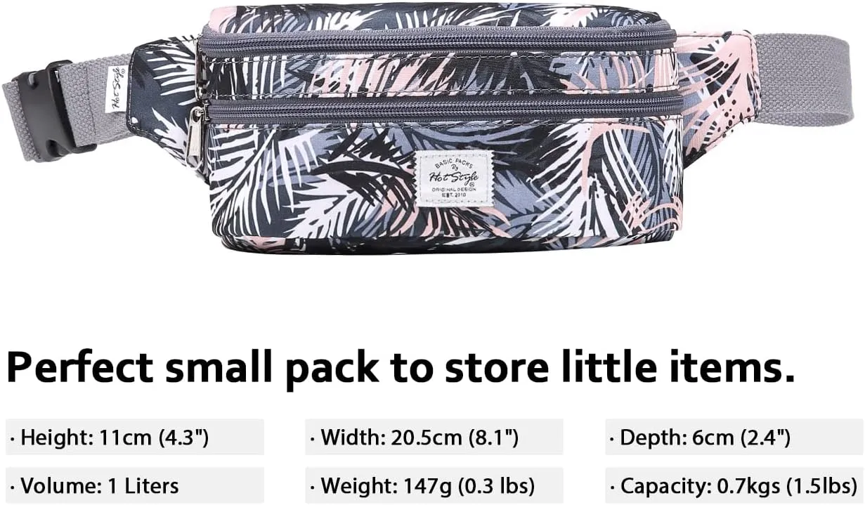 HotStyle 521s Fashion Fanny Pack Small Hiking Waist Bag, 8.0"x2.5"x4.3"