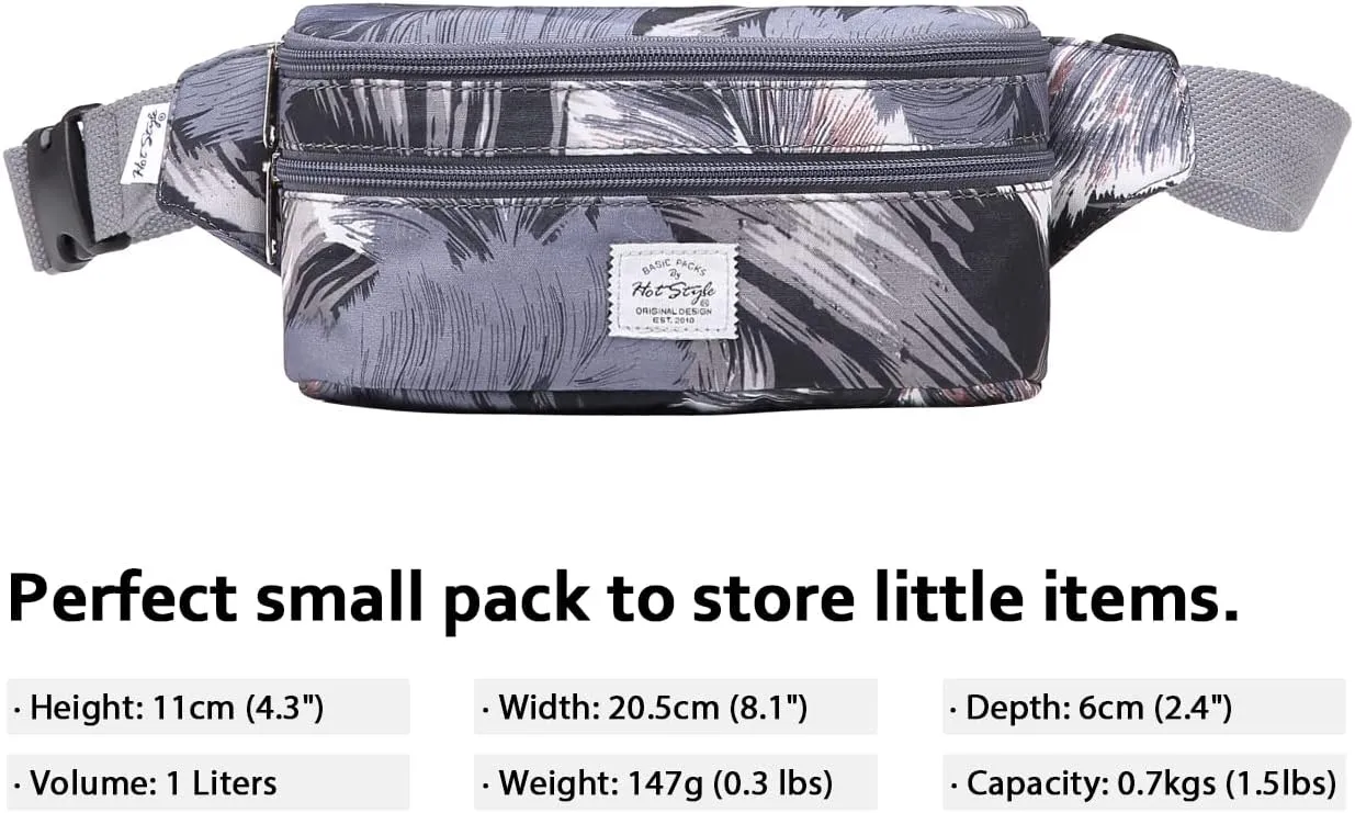 HotStyle 521s Fashion Fanny Pack Small Hiking Waist Bag, 8.0"x2.5"x4.3"