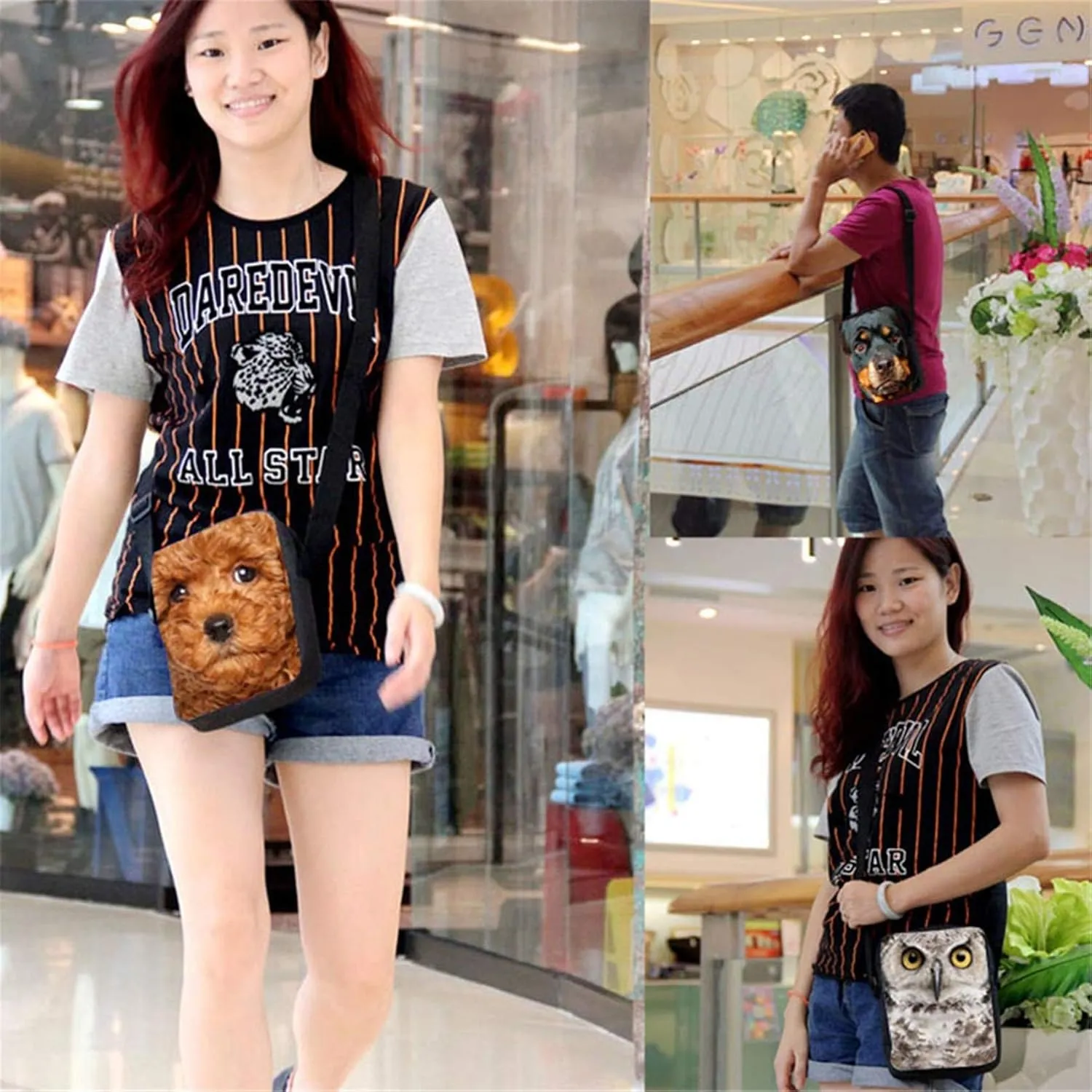 HUGS IDEA Animals Face Small Crossbody Bags Shoulder Handbag
