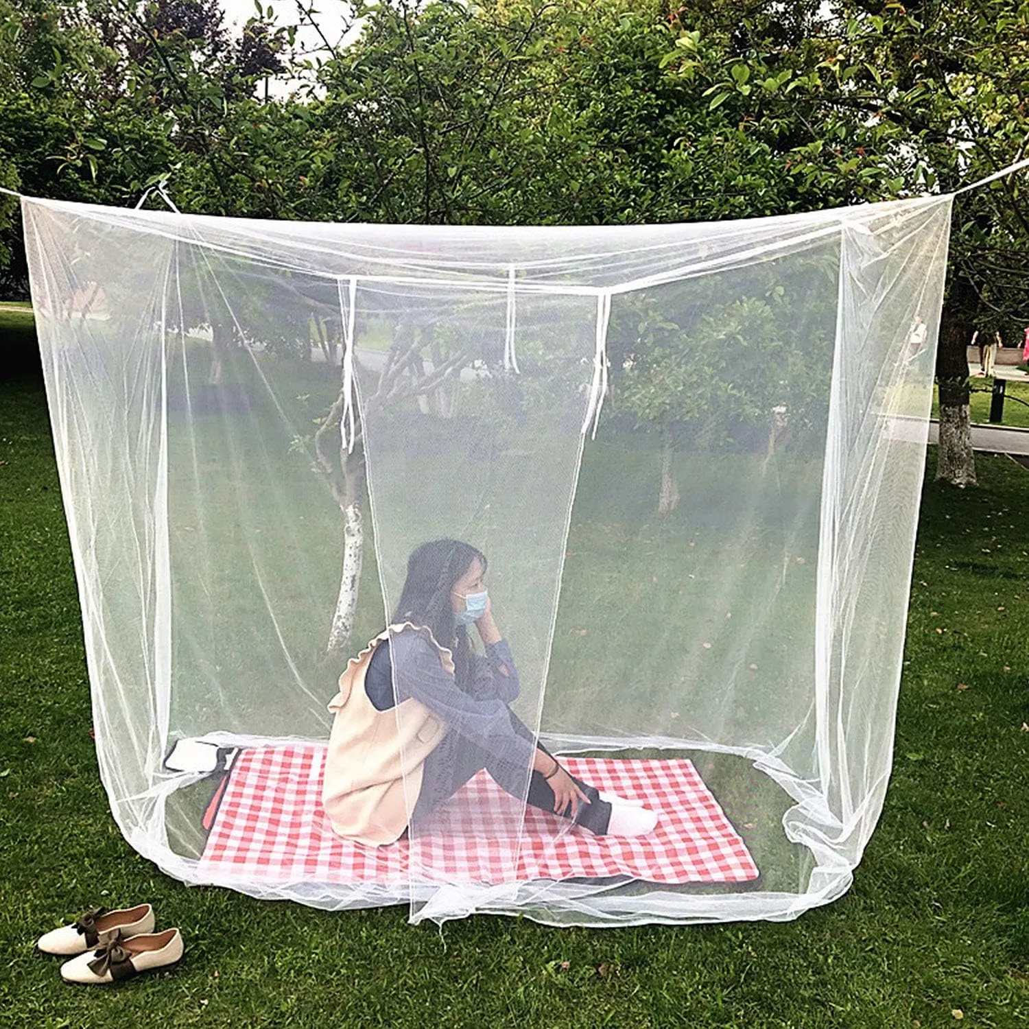 HXBER White Camping Mosquito Net Outdoor Anti-Mosquito Mesh Tent Net