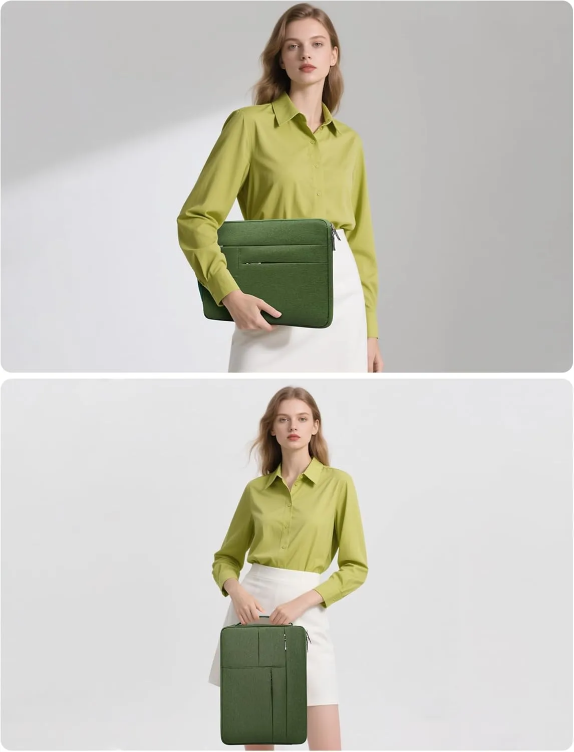 HYZUO 15-16 Inch Laptop Sleeve Bag for MacBook Pro 16 M4/M3/M2/M1 2025-2019, 15" Surface Book, Portable NoteBook Case for 15" 15.6" HP Dell Lenovo ThinkBook Asus Acer Samsung HUAWEI, Grass Green