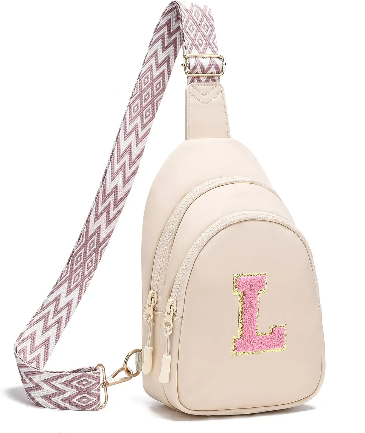 I IHAYNER Birthday Gifts for 5 6 7 8 9 10 11 12 13 Year Old Girls Small Cross Body Bag Initial Sling Bag Fanny Pack for Girls (Beige-L）