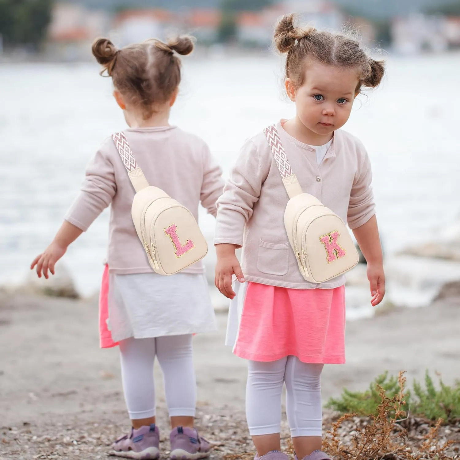 I IHAYNER Birthday Gifts for 5 6 7 8 9 10 11 12 13 Year Old Girls Small Cross Body Bag Initial Sling Bag Fanny Pack for Girls (Beige-L）