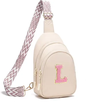 I IHAYNER Birthday Gifts for 5 6 7 8 9 10 11 12 13 Year Old Girls Small Cross Body Bag Initial Sling Bag Fanny Pack for Girls (Beige-L）