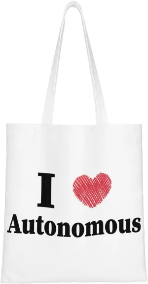 I Love Autonomous Tote Bag for Women Canvas Shopping Bags Reusable Beach Bag Grocery Bags Tote Shoulder Bag Gift Bags
