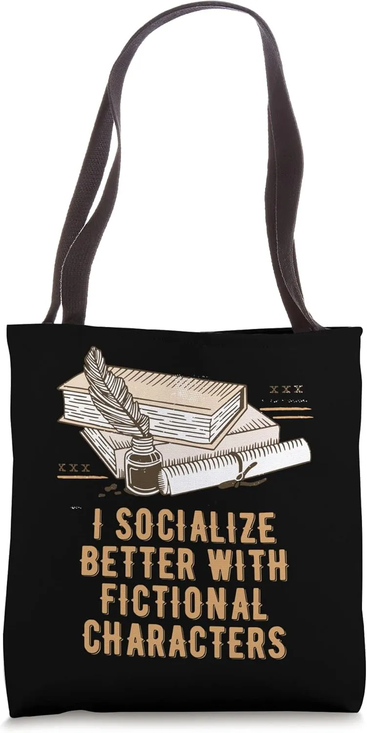 I Socialize Better Fictional Characters Introvert Reading Tote Bag