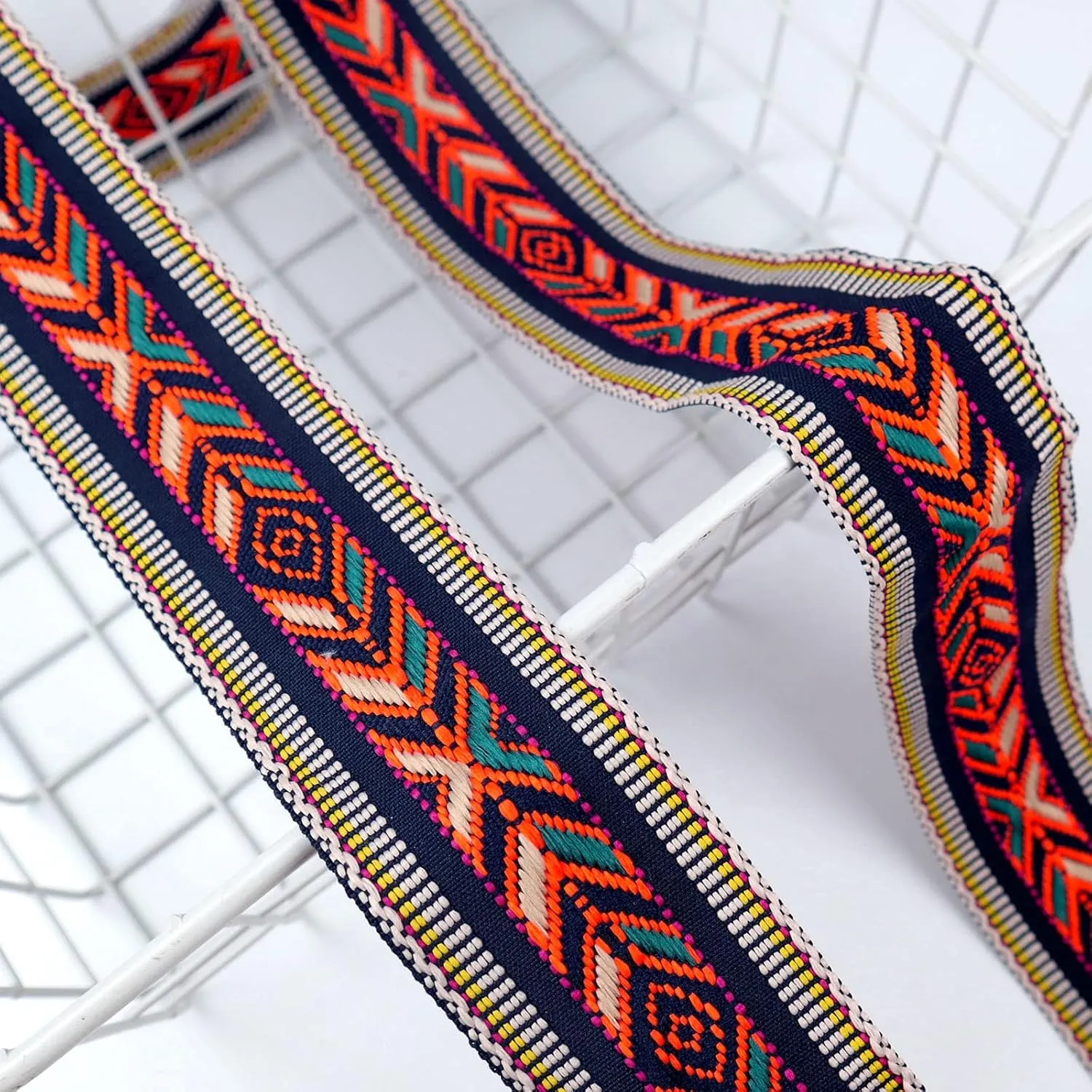 IDONGCAI Boho Jacquard Ribbon Jacquard Webbing Embroideried Lace Trim DIY Handmade Bag Straps Camera Strap Webbing (1)