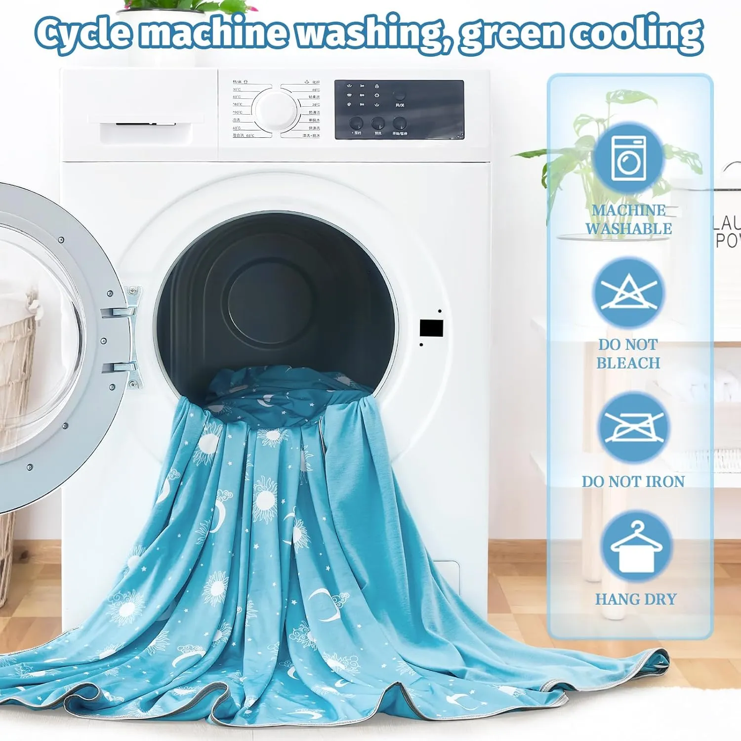 inhand Cooling Blanket Queen Size (90"x90") - Cooled Blankets for Hot Sleepers Lightweight Breathable Summer Blanket for Sleeping Night Sweats to Keep Cool in The Heat -Aqua
