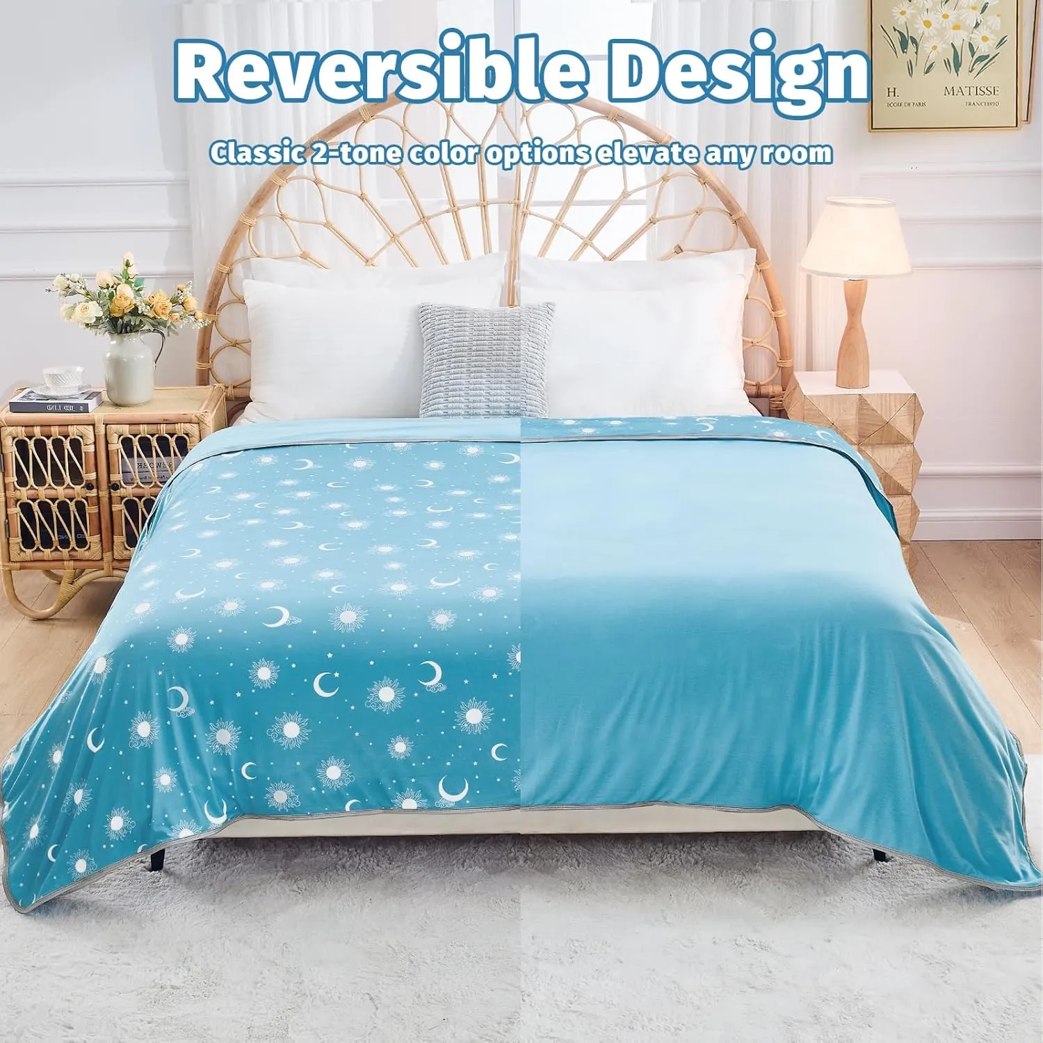 inhand Cooling Blanket Queen Size (90"x90") - Cooled Blankets for Hot Sleepers Lightweight Breathable Summer Blanket for Sleeping Night Sweats to Keep Cool in The Heat -Aqua