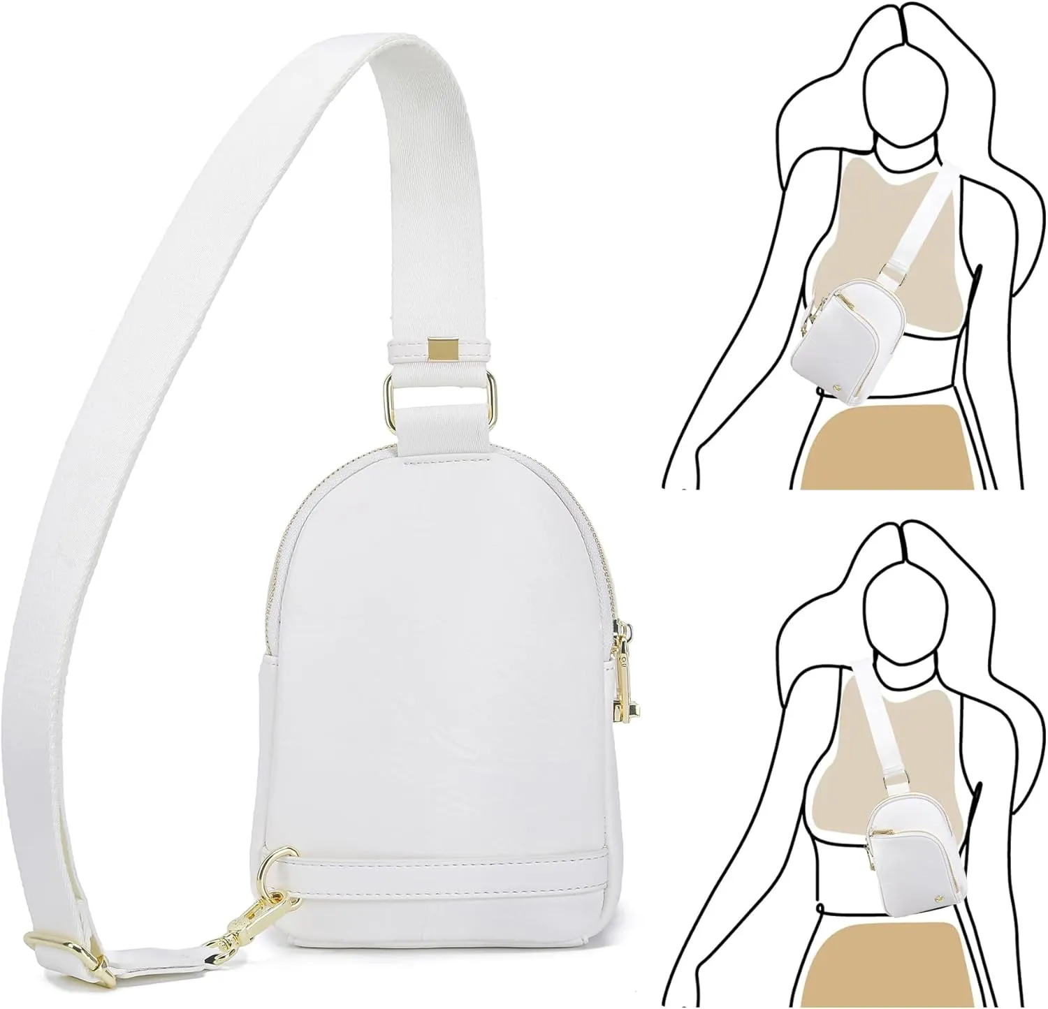 INICAT RFID Blocking Sling Bag Leather Crossbody Bags for Women Fanny Pack Cross Body for Woman Chest Bag for Travel 1.9L