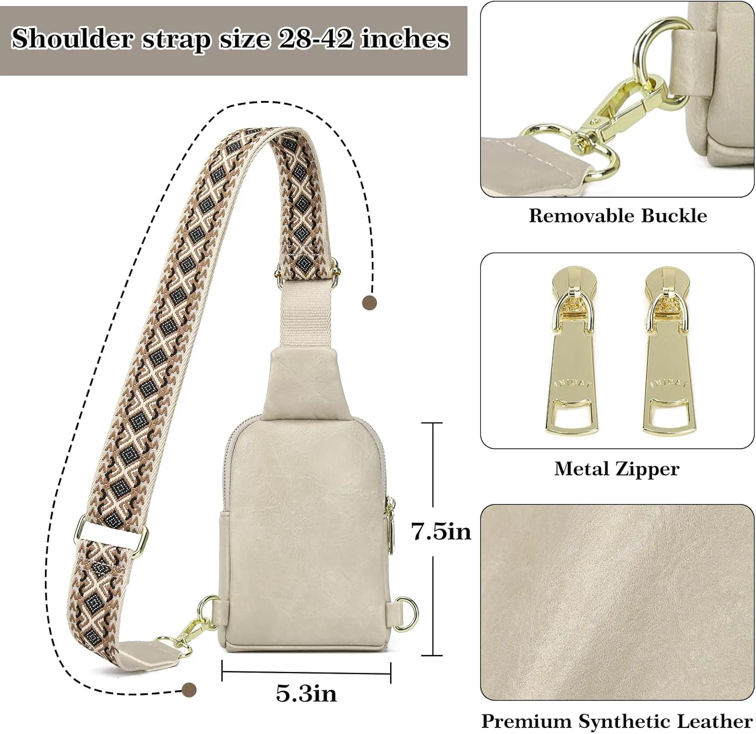 INICAT Travel Small Sling Bag Leather Crossbody Bags for Women Fanny Packs Cross Body Bag for Woman Cross Body Purses