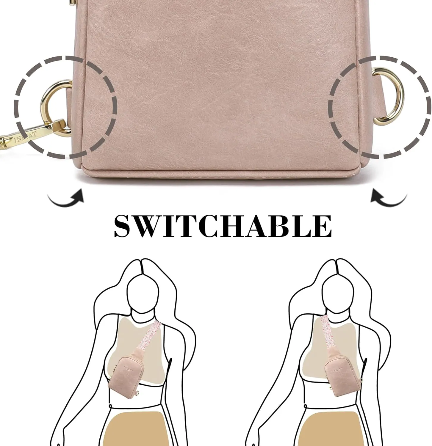 INICAT Travel Small Sling Bag Leather Crossbody Bags for Women Fanny Packs Cross Body Bag for Woman Cross Body Purses