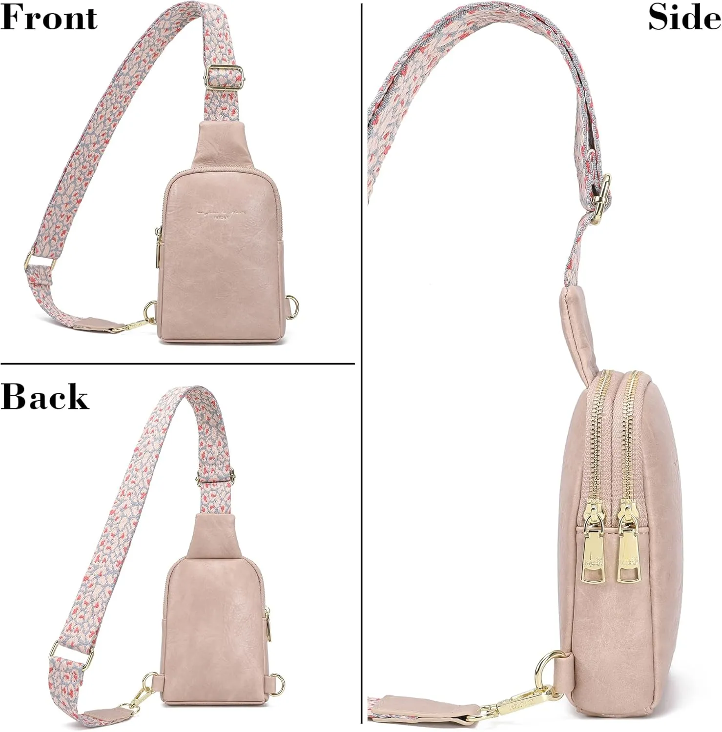 INICAT Travel Small Sling Bag Leather Crossbody Bags for Women Fanny Packs Cross Body Bag for Woman Cross Body Purses