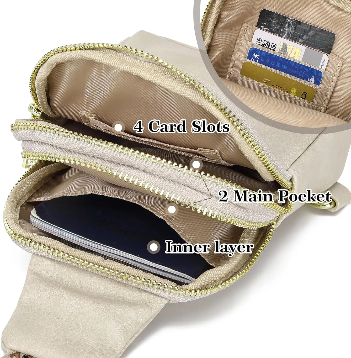 INICAT Travel Small Sling Bag Leather Crossbody Bags for Women Fanny Packs Cross Body Bag for Woman Cross Body Purses