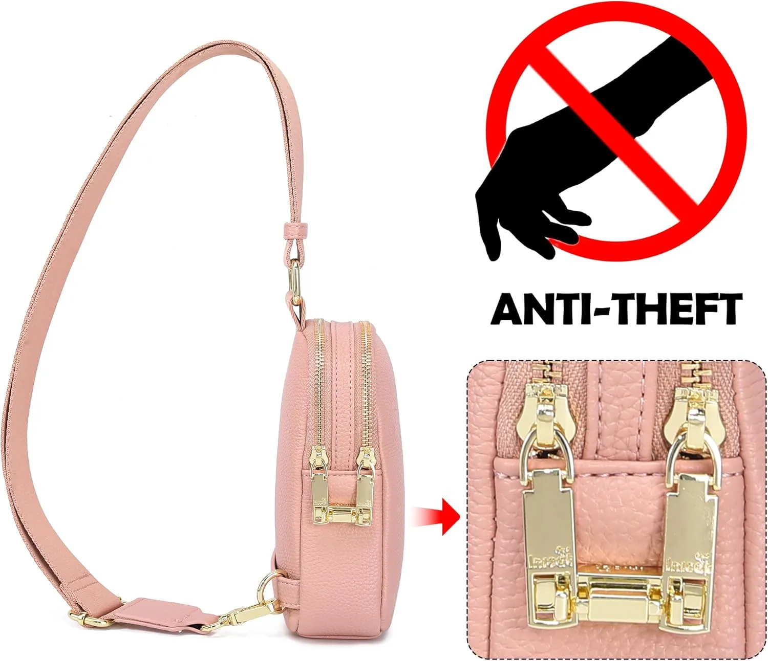INICAT Travel Small Sling Bag Leather Crossbody Bags for Women Fanny Packs Cross Body Bag for Woman Cross Body Purses