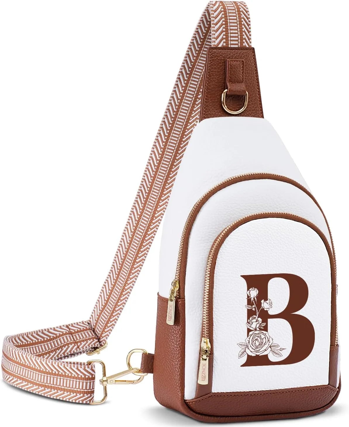 Initial Women Crossbody Bag Sling Shoulder Purse Fanny Pack Side Cross Body Small Leather Belt Backpack Bridal Wedding Bachelorette Engaged Valentines Day 1 Year Anniversary Party Special Present Gift