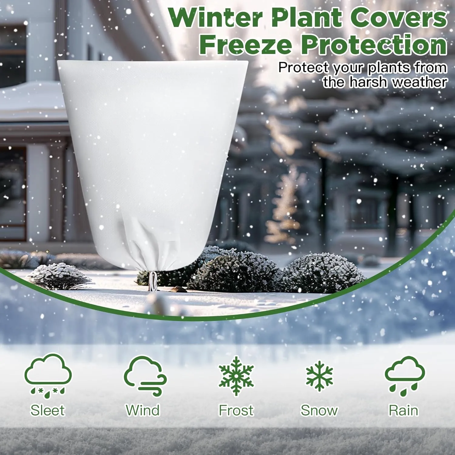 IPOW 2PCS Plant Covers for Winter 3.17oz/yd² Thicken Plant Covers Freeze Protection, Reusable Tree Frost Protection Covers Shrub Jacket Bag with Zipper &Drawstring for Outdoor Plants(39.4'' x 47.3")