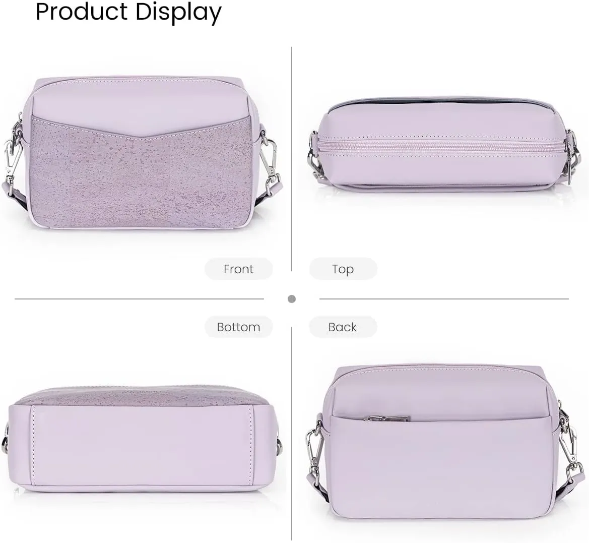 Jackie&Jill Small Crossbody Bags Purses for Women,Cork & Leather Shoulder Handbags with Wide Strap,Top Zipper Camera Bag