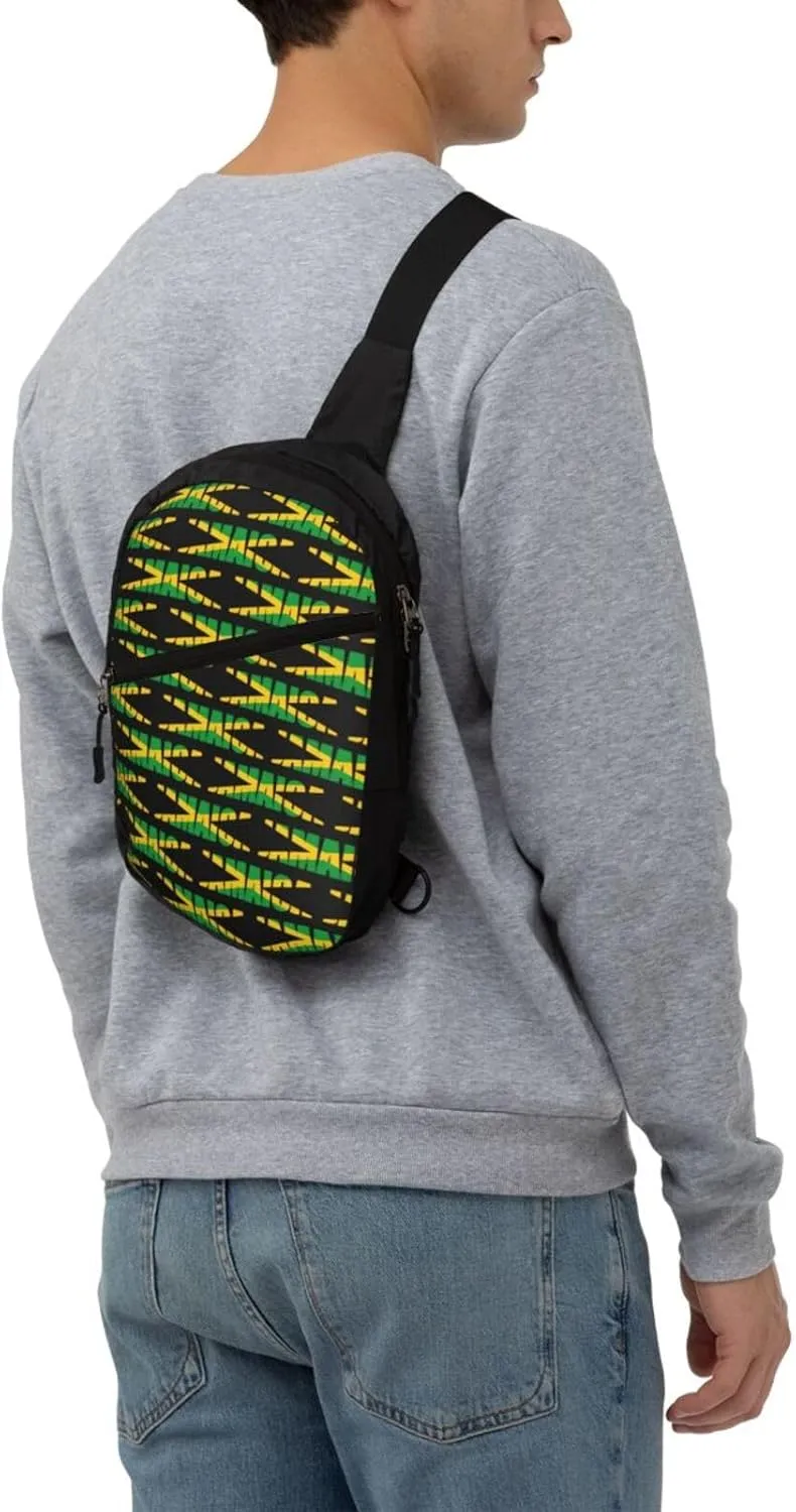 Jamaican Flag Portable Crossbody Bag Foldable Sling Bags Sports Gym Chest Daypack Reusable Shoulder Backpack Casual Diagonally Rucksack Fanny Packs