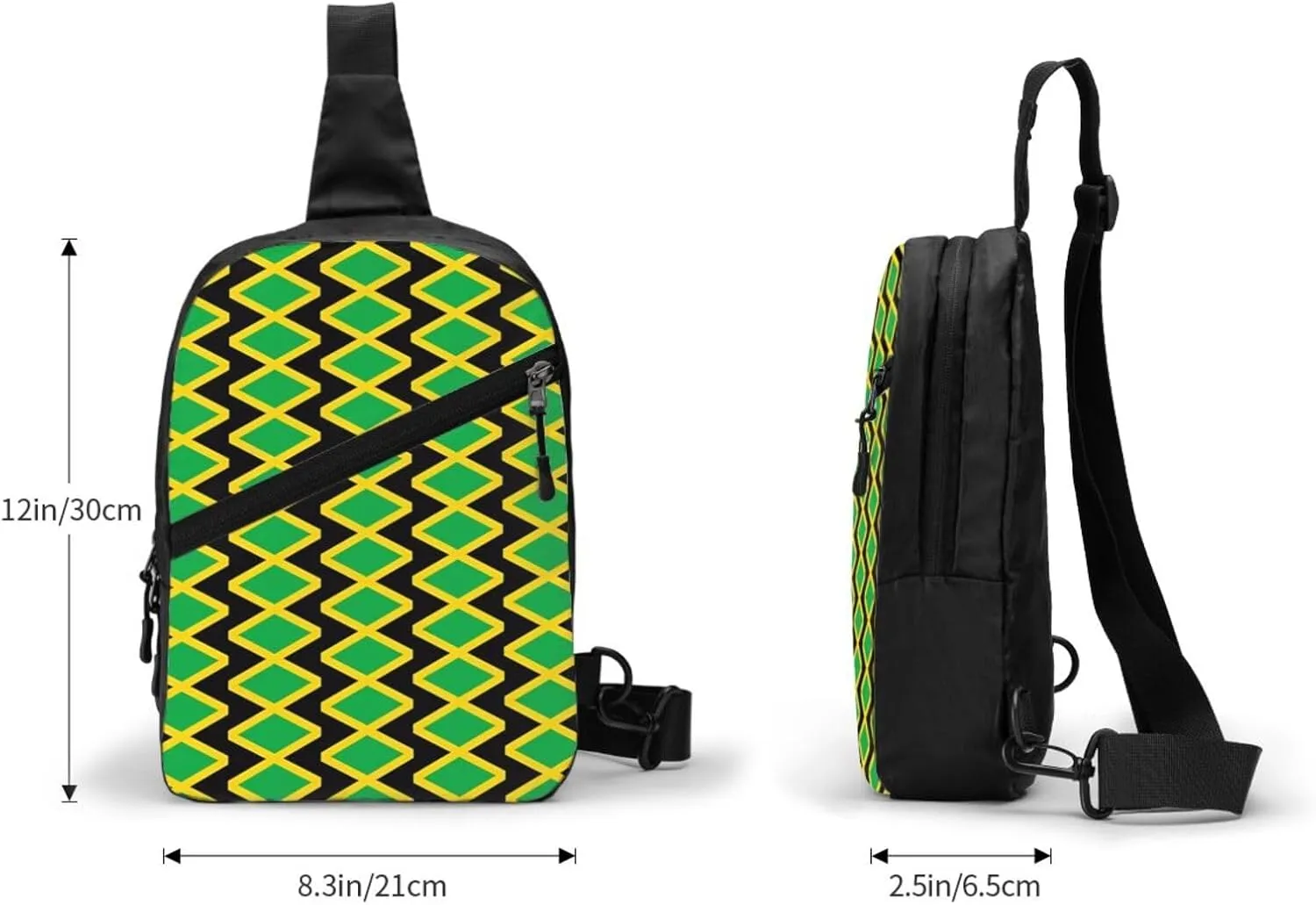 Jamaican Flag Portable Crossbody Bag Foldable Sling Bags Sports Gym Chest Daypack Reusable Shoulder Backpack Casual Diagonally Rucksack Fanny Packs
