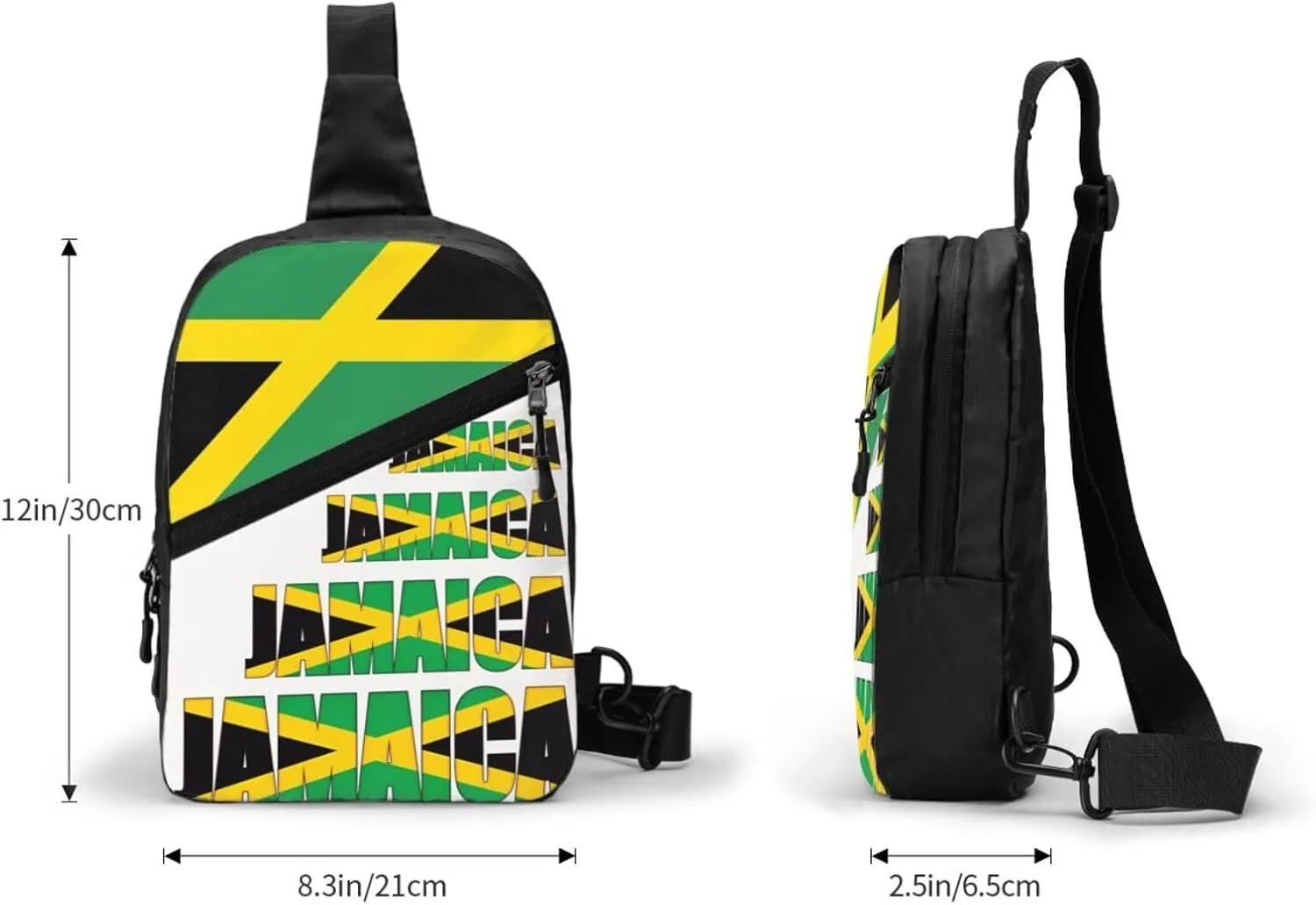 Jamaican Flag Portable Crossbody Bag Foldable Sling Bags Sports Gym Chest Daypack Reusable Shoulder Backpack Casual Diagonally Rucksack Fanny Packs
