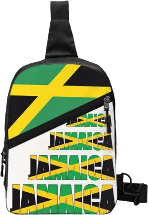 Jamaican Flag Portable Crossbody Bag Foldable Sling Bags Sports Gym Chest Daypack Reusable Shoulder Backpack Casual Diagonally Rucksack Fanny Packs