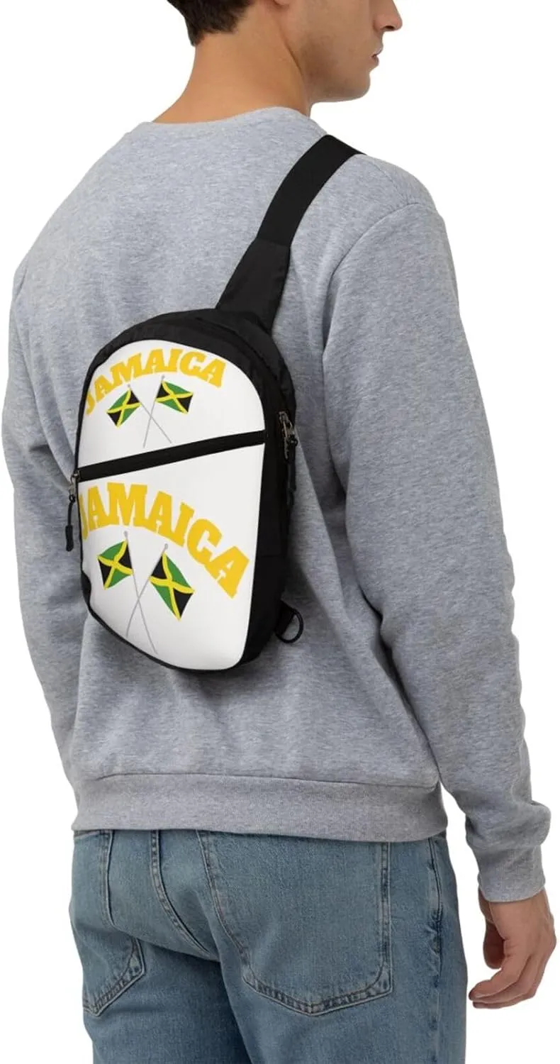 Jamaican Flag Portable Crossbody Bag Foldable Sling Bags Sports Gym Chest Daypack Reusable Shoulder Backpack Casual Diagonally Rucksack Fanny Packs