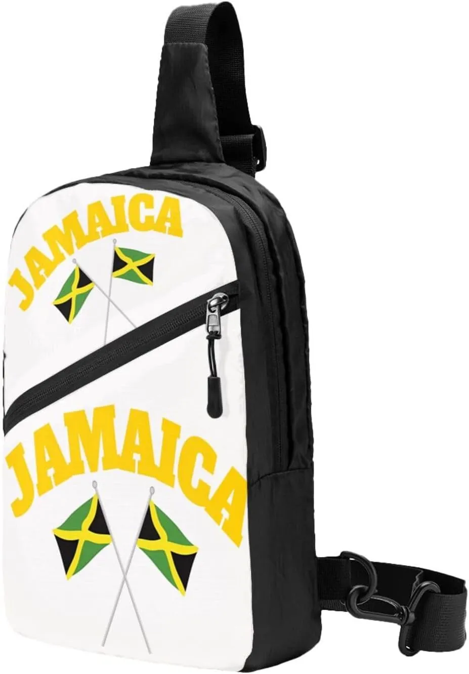 Jamaican Flag Portable Crossbody Bag Foldable Sling Bags Sports Gym Chest Daypack Reusable Shoulder Backpack Casual Diagonally Rucksack Fanny Packs