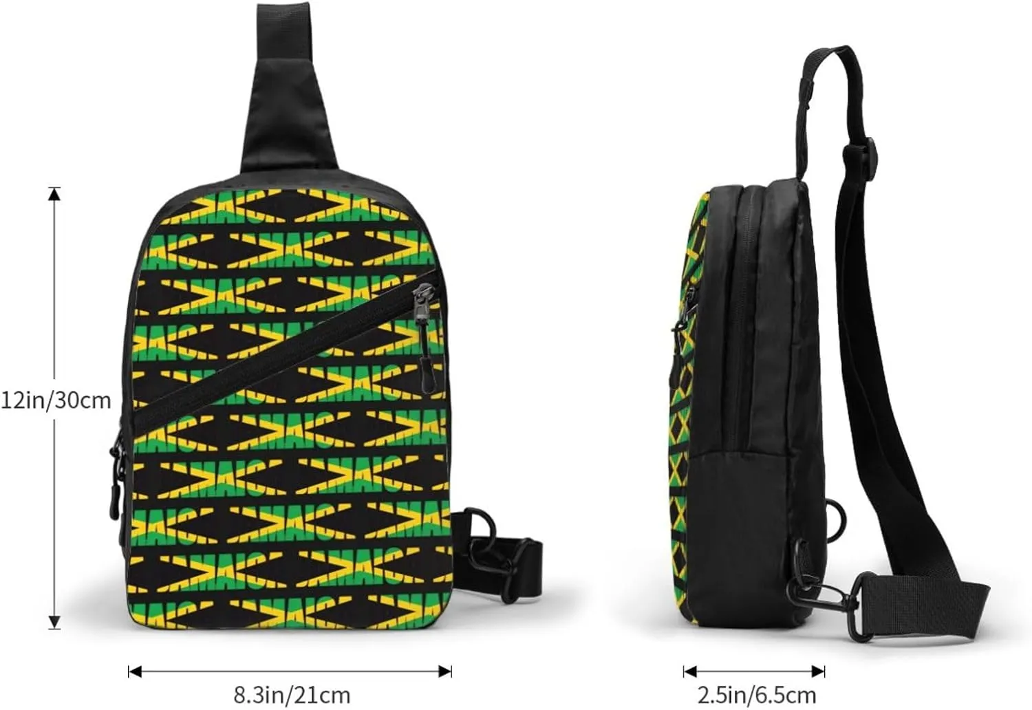 Jamaican Flag Portable Crossbody Bag Foldable Sling Bags Sports Gym Chest Daypack Reusable Shoulder Backpack Casual Diagonally Rucksack Fanny Packs