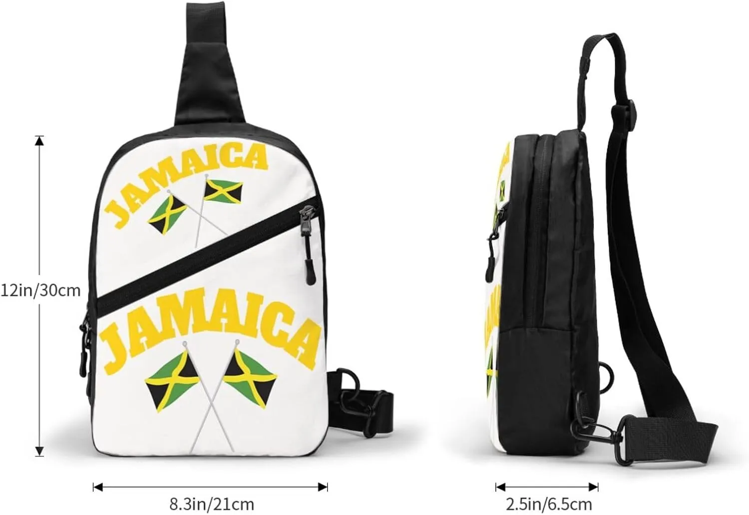 Jamaican Flag Portable Crossbody Bag Foldable Sling Bags Sports Gym Chest Daypack Reusable Shoulder Backpack Casual Diagonally Rucksack Fanny Packs