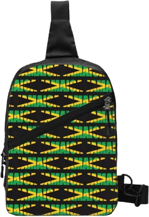 Jamaican Flag Portable Crossbody Bag Foldable Sling Bags Sports Gym Chest Daypack Reusable Shoulder Backpack Casual Diagonally Rucksack Fanny Packs