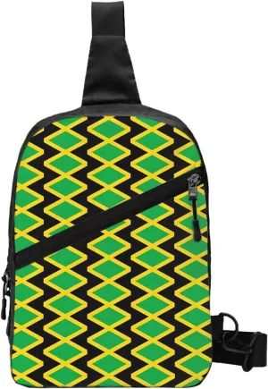 Jamaican Flag Portable Crossbody Bag Foldable Sling Bags Sports Gym Chest Daypack Reusable Shoulder Backpack Casual Diagonally Rucksack Fanny Packs