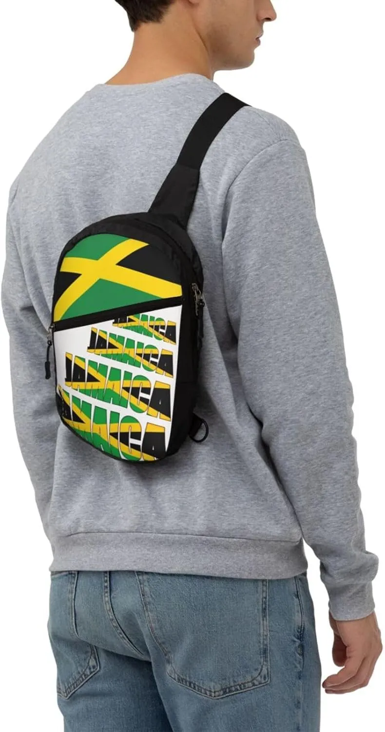 Jamaican Flag Portable Crossbody Bag Foldable Sling Bags Sports Gym Chest Daypack Reusable Shoulder Backpack Casual Diagonally Rucksack Fanny Packs